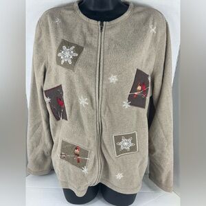 Croft and barrow beige winter fleece zip up jacket.